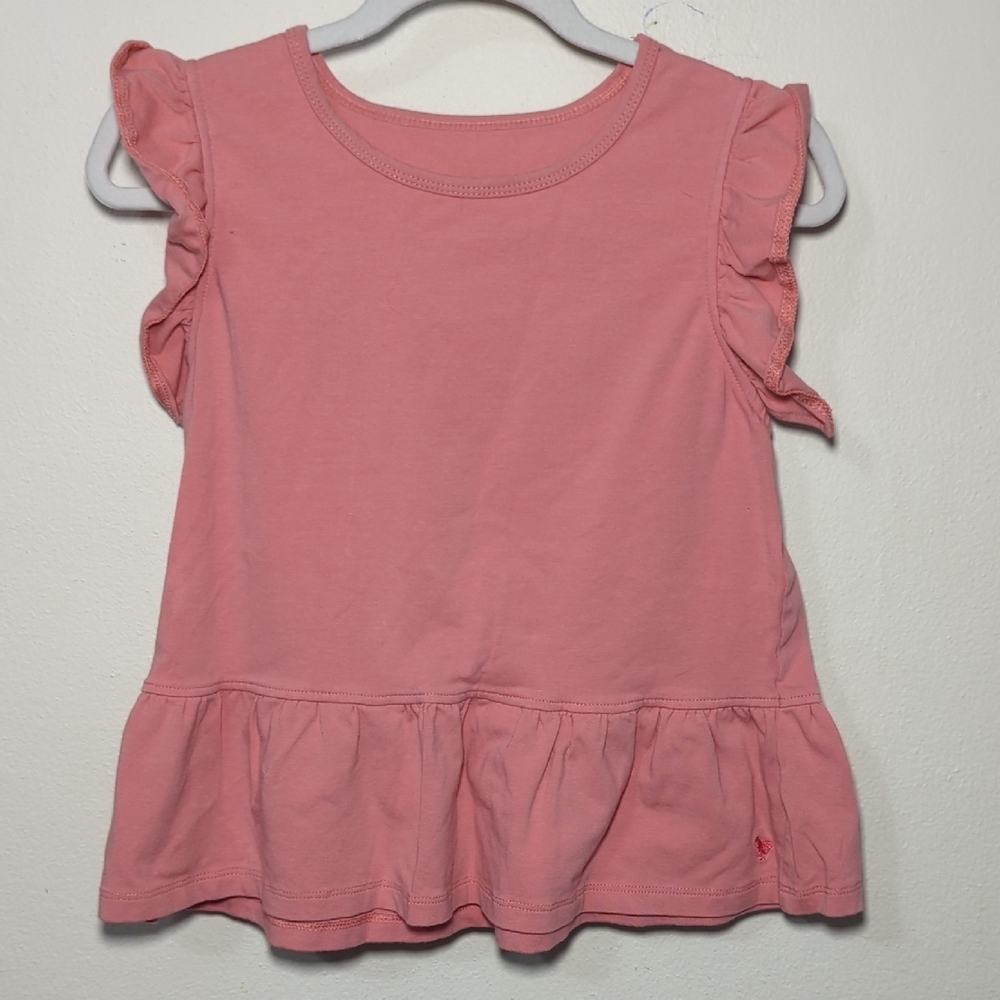 Pink Chicken Brandied Apricot Organic Kit Top Pink Peplum Ruffle Girls Size 7